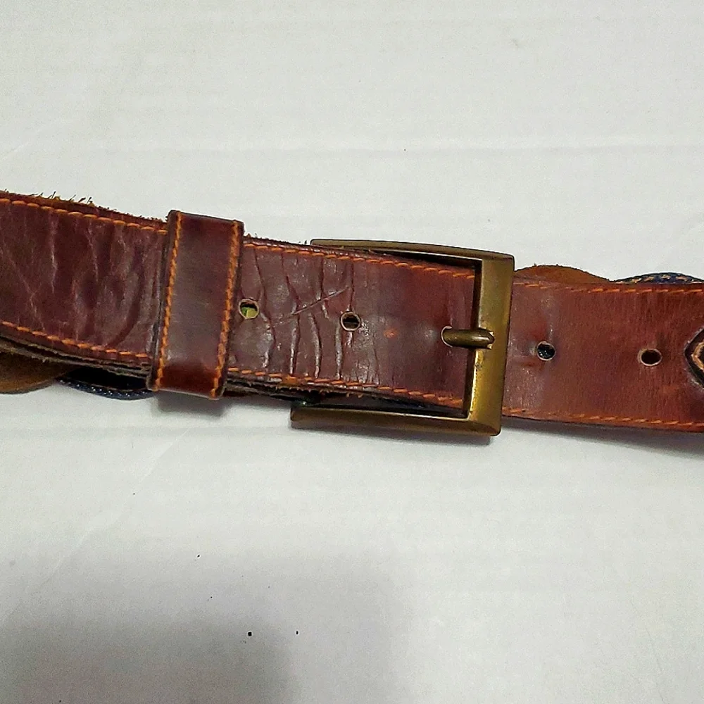 Hand Braided Leather & Denim Rodeo Vintage Casual Belt S/M